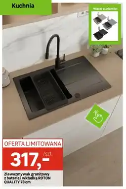 Leroy Merlin Zlewozmywak granitowy z baterią i wkładką Roton Quality 73 cm oferta