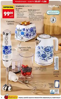 Biedronka Urządzenia kuchenne Hoffen (Toster, Blender ręczny 4 w 1, Czajnik elektryczny) oferta