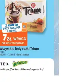 E.Leclerc Wszystkie Lody rożki Trium oferta