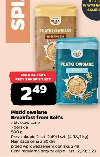 Netto Płatki owsiane Breakfast from Bell's oferta
