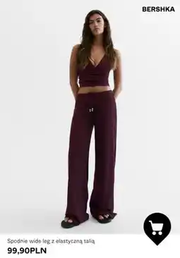 Bershka Spodnie wide leg z elastyczną talią Bershka oferta