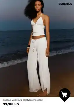 Bershka Spodnie wide leg z elastycznym pasem Bershka oferta