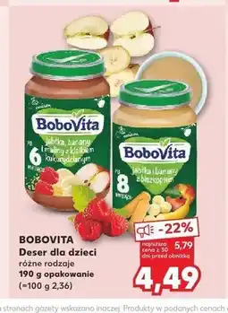 Kaufland Deser dla dzieci BoboVita jabłka banany i maliny z kleikiem kukurydzianym oferta