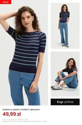 Sweter w paski z krótkim rękawem