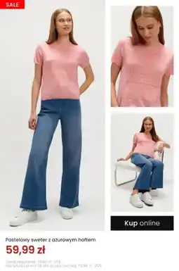 Top Secret Sweter pastelowy z ażurowym haftem oferta