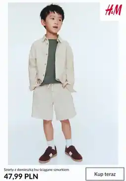 H&M Szorty dziecięce z domieszką lnu ściągane sznurkiem H&M oferta