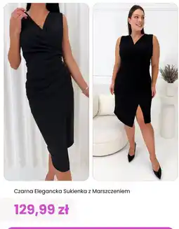 Modna Kiecka Czarna Elegancka Sukienka z Marszczeniem oferta