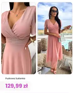 Modna Kiecka Pudrowa Sukienka oferta