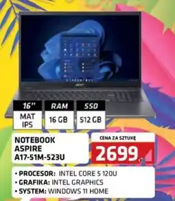 Alsen Notebook Aspire A17-51M-523U oferta