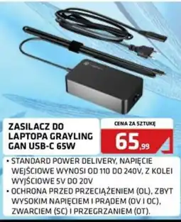 Alsen Zasilacz do laptopa Grayling GAN USB-C 65W oferta