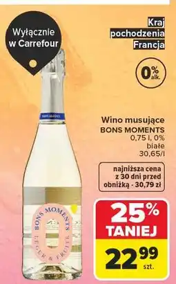 Carrefour Wino musujące bezalkoholowe Bons Moments oferta