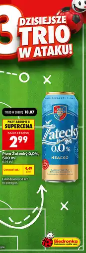 Biedronka Piwo Žatecký 0,0% Nealko oferta