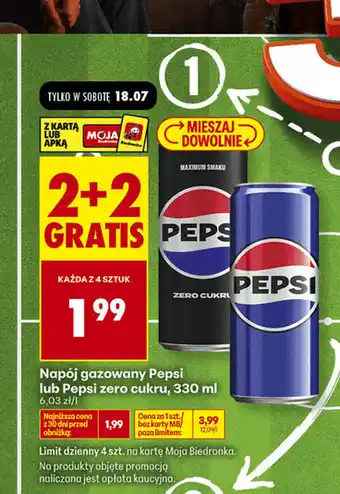 Biedronka Napój gazowany Pepsi lub Pepsi zero cukru oferta