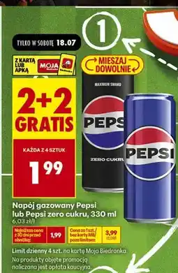 Biedronka Napój gazowany Pepsi zero cukru oferta