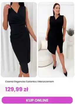 Modna Kiecka Sukienka damska czarna elegancka z marszczeniem ModnaKiecka oferta