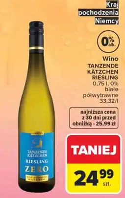Carrefour Wino TANZENDE KÄTZCHEN RIESLING ZERO oferta