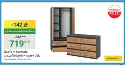 ERLI Szafa + komoda z szufladami szary dąb oferta