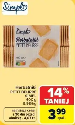 Carrefour Herbatniki PETIT BEURRE SIMPL oferta