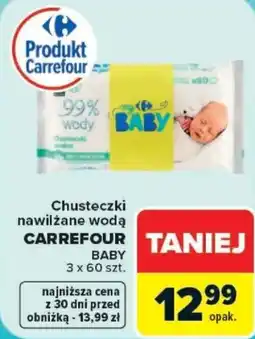 Carrefour Chusteczki nawilżane wodą CARREFOUR BABY oferta