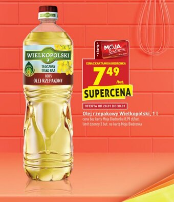 Biedronka Olej rzepakowy Wielkopolski 1l oferta