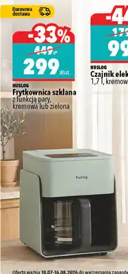 Biedronka Huslog Frytkownica szklana z funkcją pary, kremowa lub zielona oferta