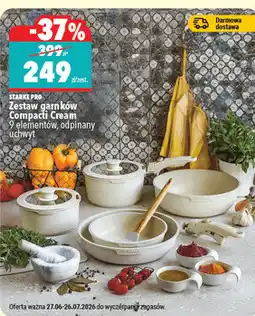 Biedronka Starke Pro Zestaw garnków Compacti Cream 9 elementów, odpinany uchwyt oferta