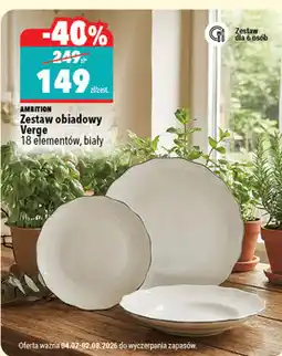 Biedronka Ambition Zestaw obiadowy Verge 18 elementów, biały oferta