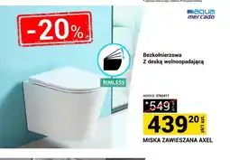Merkury Market Miska zawieszana Axel Aqua Mercado bezkołnierzowa z deską wolnoopadającą oferta