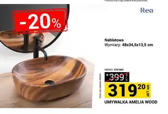 Umywalka nablatowa Rea Amelia Wood