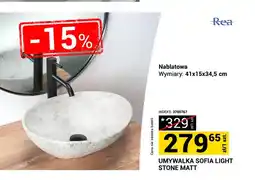 Merkury Market Umywalka nablatowa Rea Sofia Light Stone Matt 41x15x34,5 cm oferta