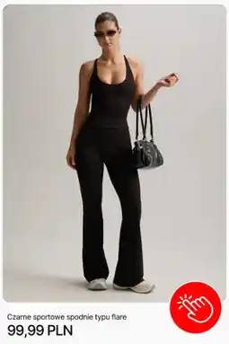 Cropp Spodnie sportowe damskie Cropp czarne typu flare oferta