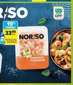 Carrefour Krewetki obrane gotowane Nor/So Vannamei oferta