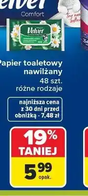 Carrefour Papier toaletowy nawilżany Velvet oferta