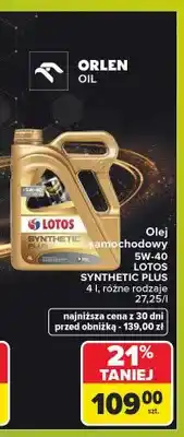 Carrefour Olej samochodowy Lotos Synthetic Plus 5W-40 oferta