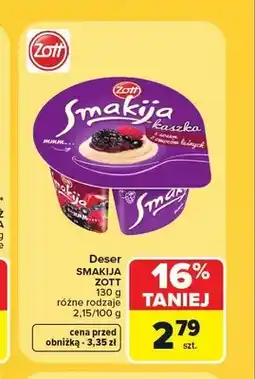 Carrefour Deser kaszka Zott Smakija z sosem z owoców leśnych oferta