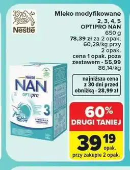 Carrefour Mleko modyfikowane Nestlé NAN Optipro 2 oferta
