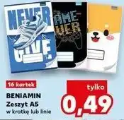 Kaufland BENIAMIN Zeszyt A5 w kratkę lub linie oferta