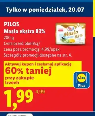 Lidl Masło ekstra 83% Pilos oferta