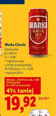 Lidl Piwo Warka Classic 8-pak oferta