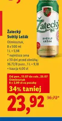 Lidl Piwo Žatecký Světlý Ležák 8-pak oferta