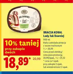 Lidl Lody Jak Dawniej biała czekolada-pistacja z sosem malinowym Bracia Koral oferta