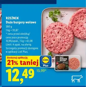 Lidl Duże burgery wołowe Rzeźnik oferta