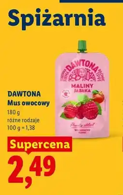 Lidl Mus owocowy Dawtona Maliny Jabłka oferta