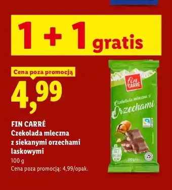 Lidl Czekolada mleczna z siekanymi orzechami laskowymi Fin Carré oferta