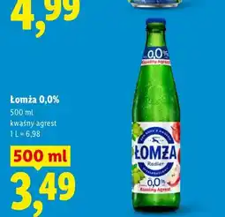 Lidl Piwo bezalkoholowe Łomża kwaśny agrest oferta