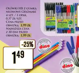 Dino Ołówki HB z gumką neonowe Gryzmaki oferta