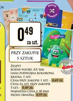 Dino Zeszyt A5 16K linia podwójna kolorowa oferta