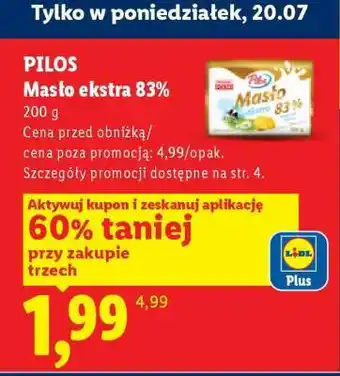 Lidl PILOS Masło ekstra 83% oferta