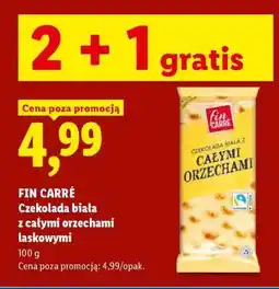 Lidl FIN CARRÉ Czekolada biała z całymi orzechami laskowymi oferta