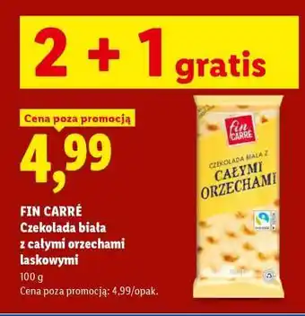 Lidl FIN CARRÉ Czekolada biała z całymi orzechami laskowymi oferta